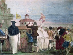 「フォレステリア」からの新世界（ゲストハウス）、1757 作： Giovanni Domenico Tiepolo